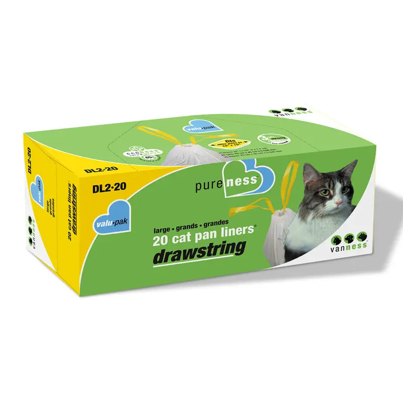 Van Ness Plastics Drawstring Cat Pan Liner White LG 20ct
