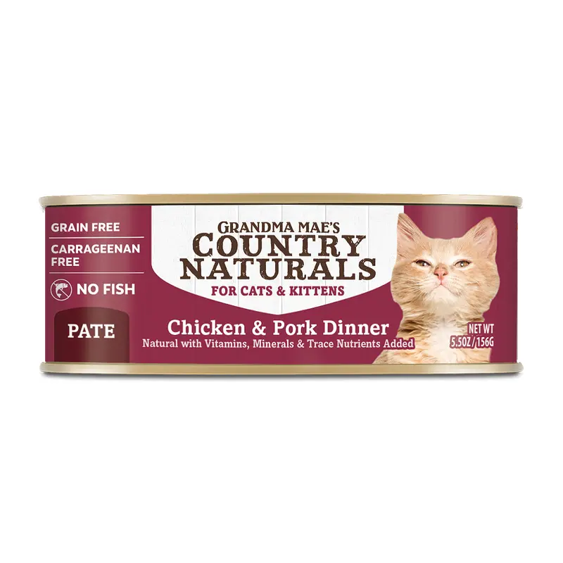 Grandma Mae's Country Naturals Grain Free Wet Cat Food Pork & Chicken 5.5oz 24pk