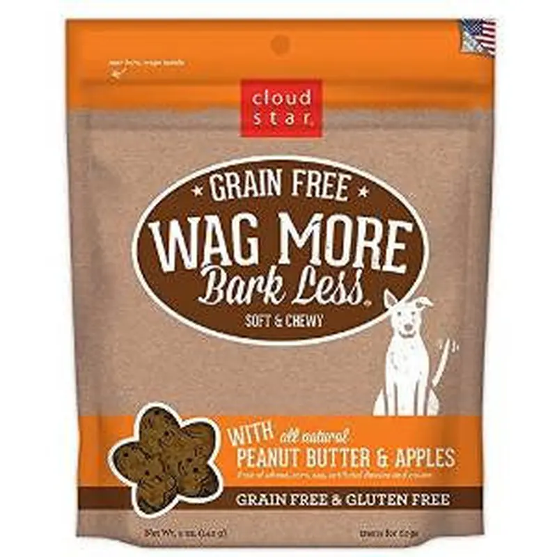 Wag More Bark Less Grain Free Soft & Chewy Treats with Peanut Butter & Apples 5Z 