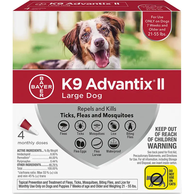 K9 Advantix Ii Dog Large 21-55lb Red 4 Pack