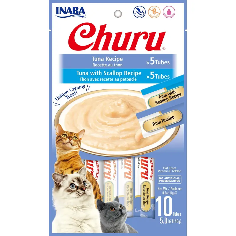 Inaba Churu Tuna Cat Treats Variety Bag .5 oz 10 Tubes 