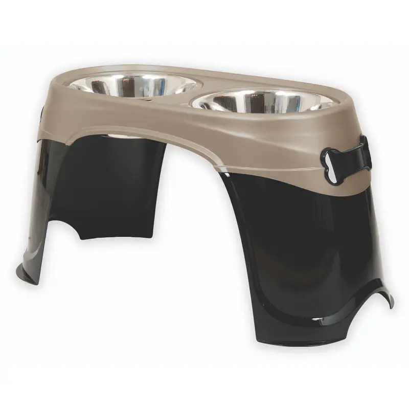 Petmate Easy Reach Diner Feeder Black/Pearl/Tan XL 14.5in