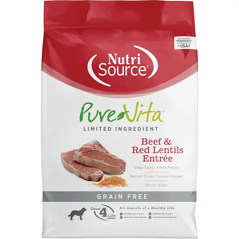 NutriSource Pure Vita Grain Free Beef Single Source Protein Dog Food 25 lb 