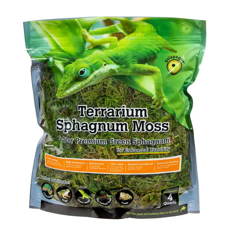 Galapagos 5-Star Terrarium Sphagnum Moss Snake Bedding Substrate Fresh Green 4 qt