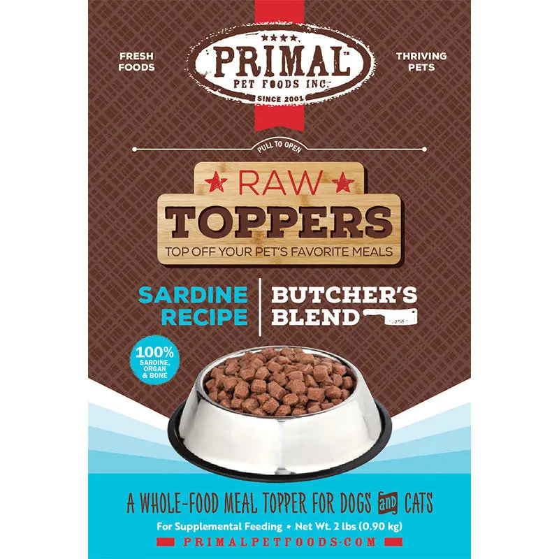 Primal Dog Cat Frozen Butcher's Blend Topper Sardine 2lb SD-5