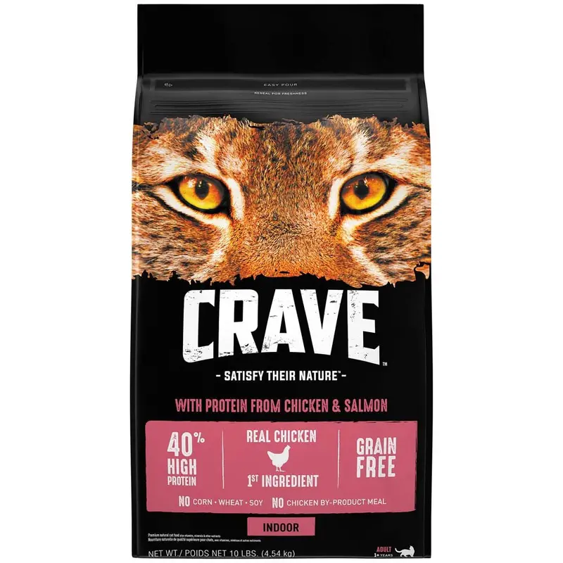 Crave Indoor Chicken & Salmon Dry Cat Food 10lb