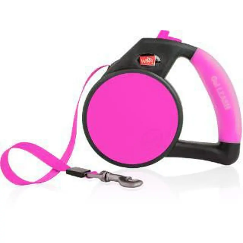 Wigzi Gel Handle Reflective Tape Retractable Leash Medium Pink 