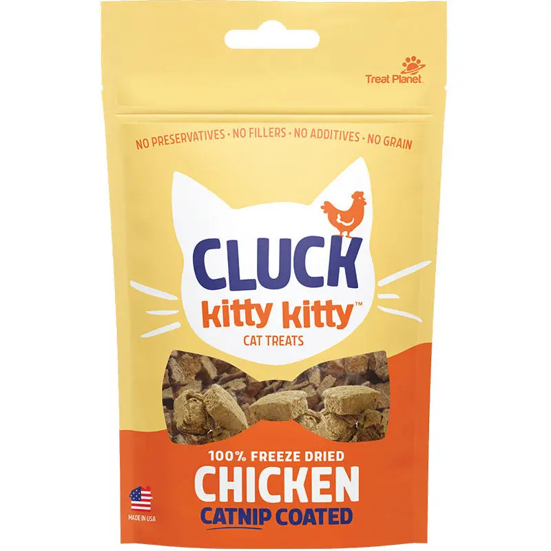 Cluck Kitty Kitty 100% Freeze-dried Chicken Treat With Catnip Coating 0.75oz