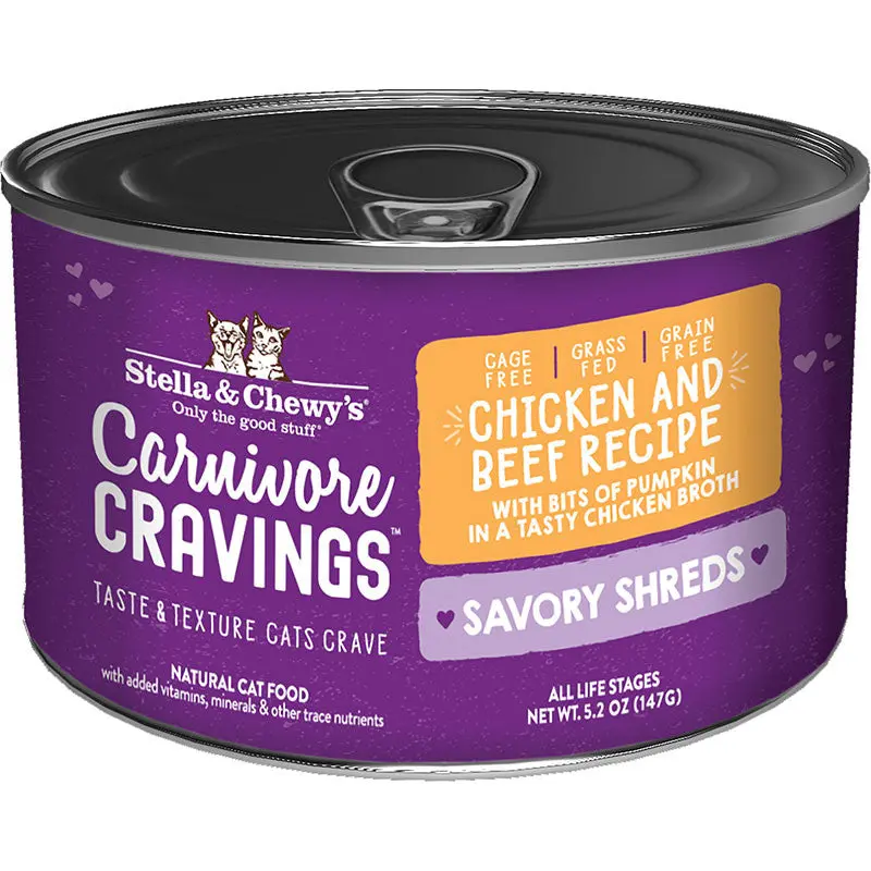 Stella & Chewy's Cat Carnivore Cravings Shred Chicken & Beef 5.2oz - 24 pack