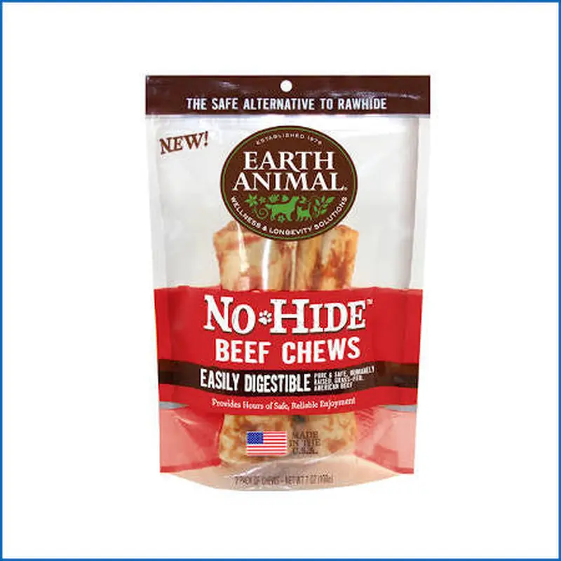 Earth Animal Dog No Hide Beef 7in 2pk 