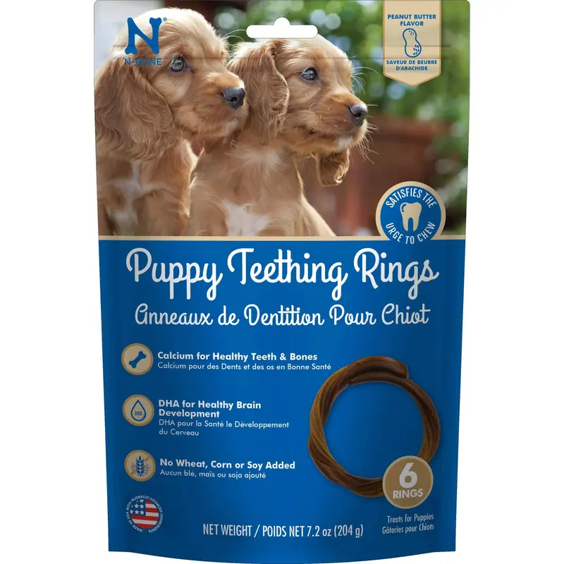 N-Bone Puppy Teething Rings Peanut Butter Flavor 6 pack