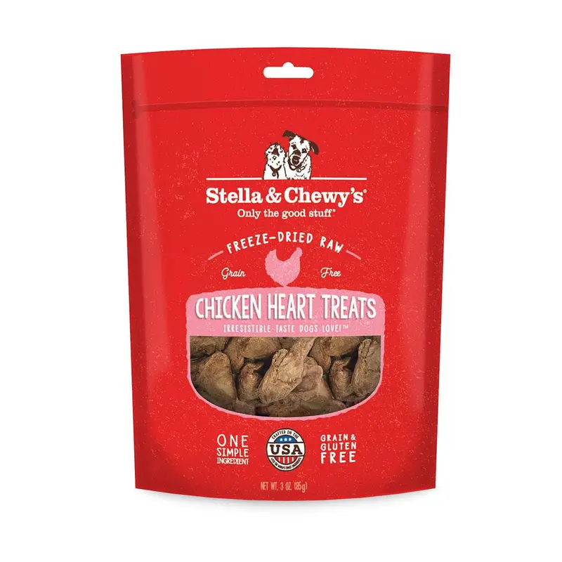 STELLA & CHEWY'S DOG FREEZE-DRIED TREAT CHICKEN HEARTS 11.5OZ 