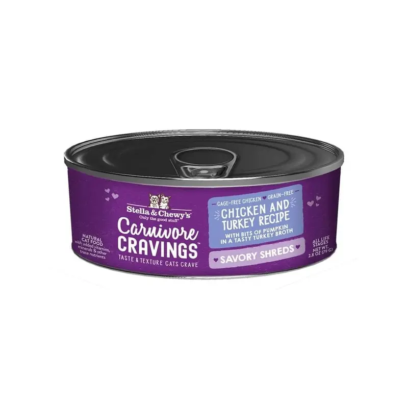 Stella and Chewy's Wet Cat food Shreds 2.8oz Chicken and Turkey