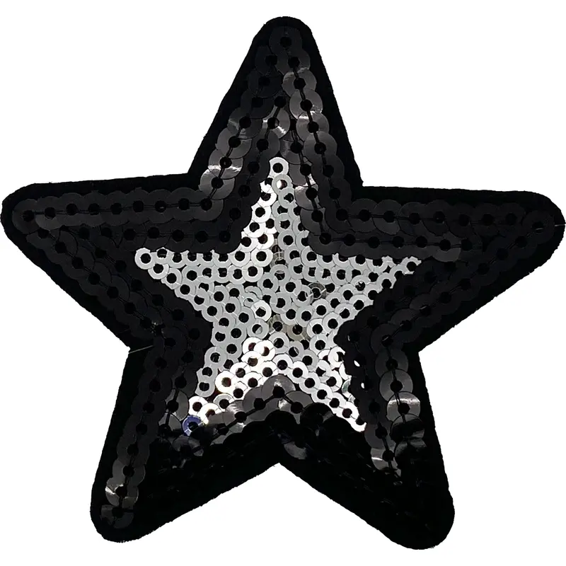Sequin Star (Black & Silver) - Patch