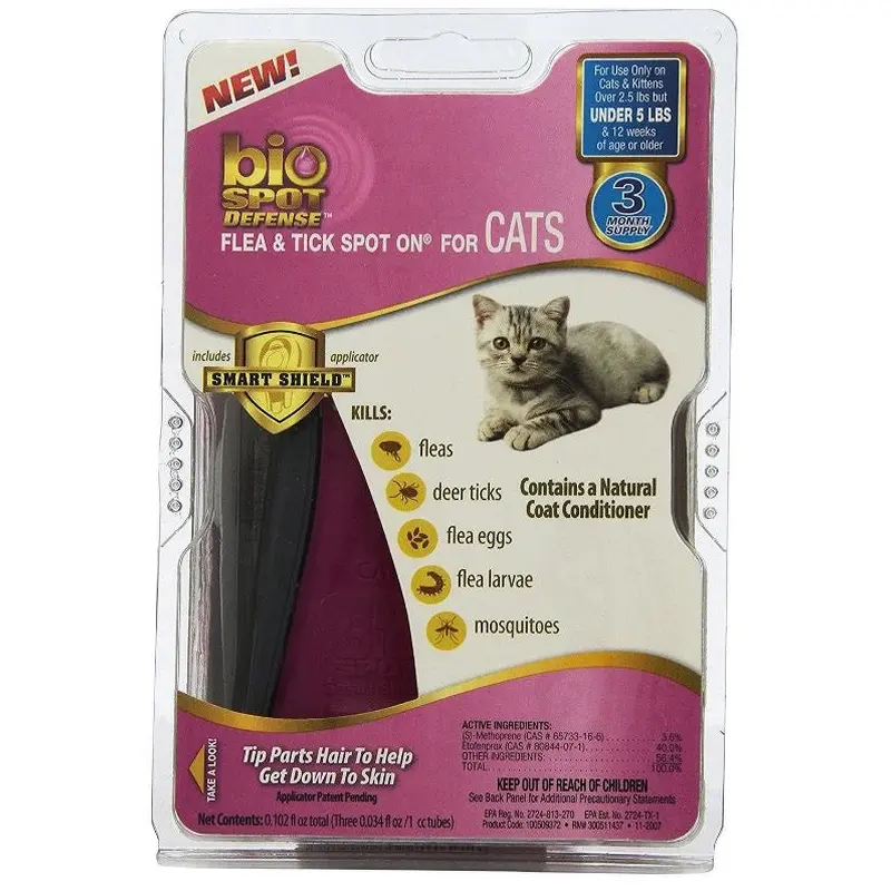 bioSPOT Spot On Flea and Tick Control for Cats Under 5 lbs