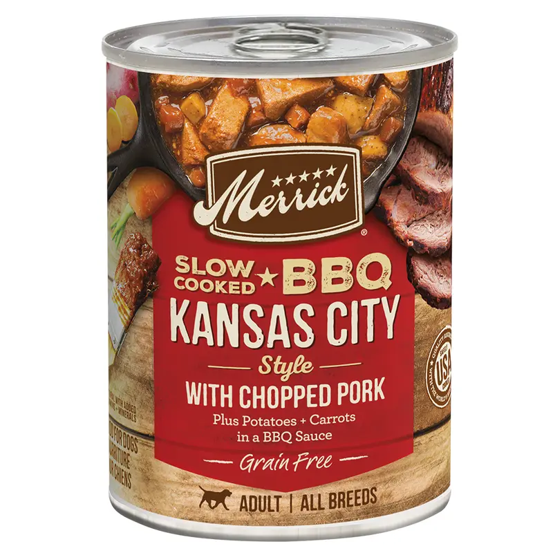 Merrick Slow Cooked Grain Free Adult BBQ Kansas City Pork Wet Dog Food (12.7oz)