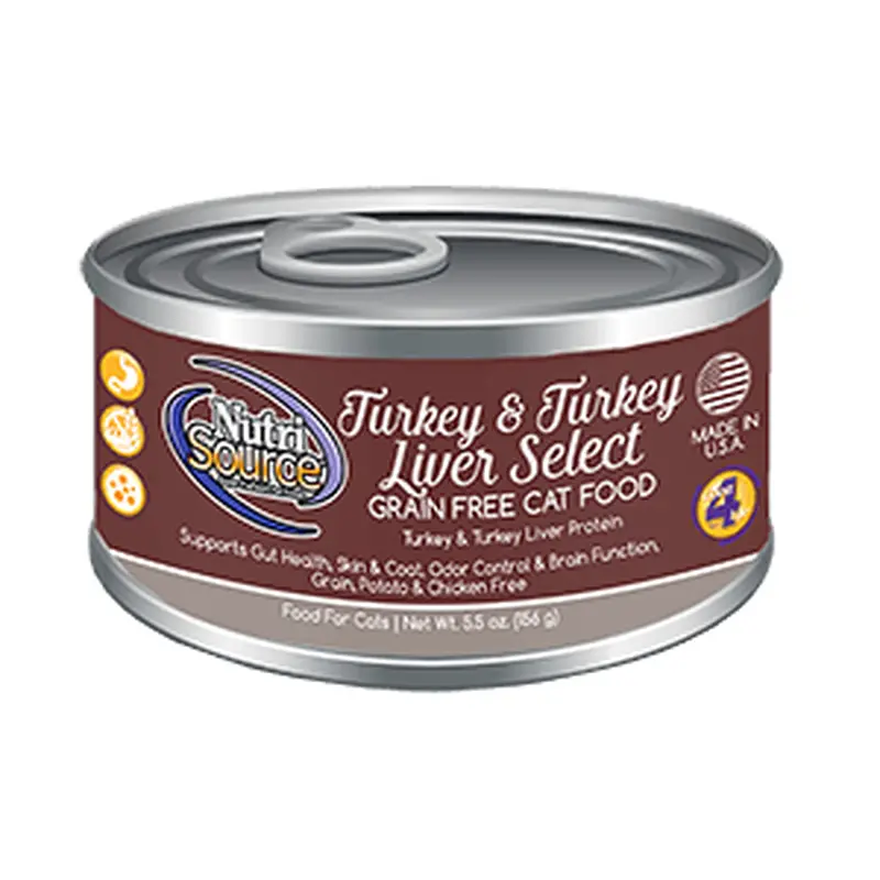 NutriSource Grain Free Turkey & Turkey Liver Select Canned Cat Food