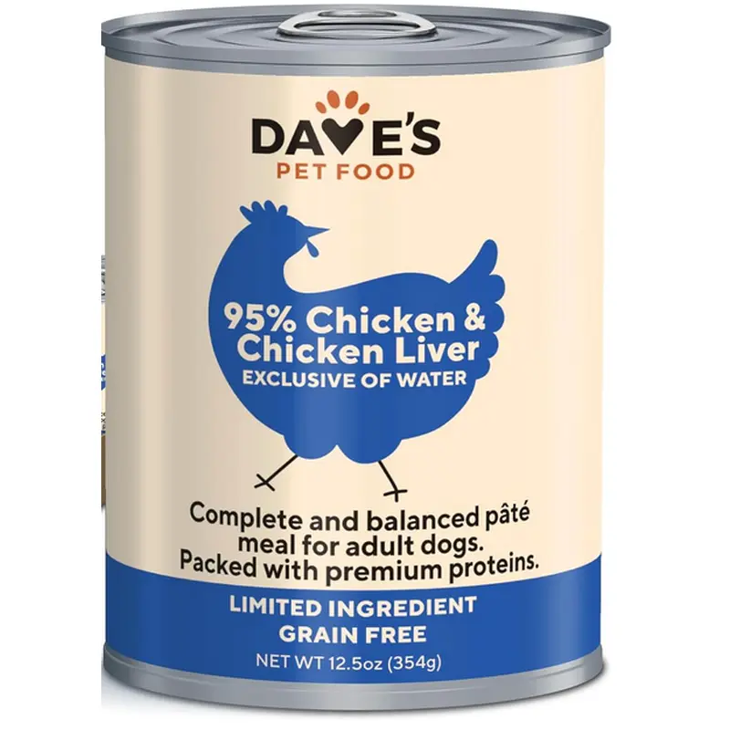 Dave's Pet Food Premium 95% Chicken & Chicken Liver