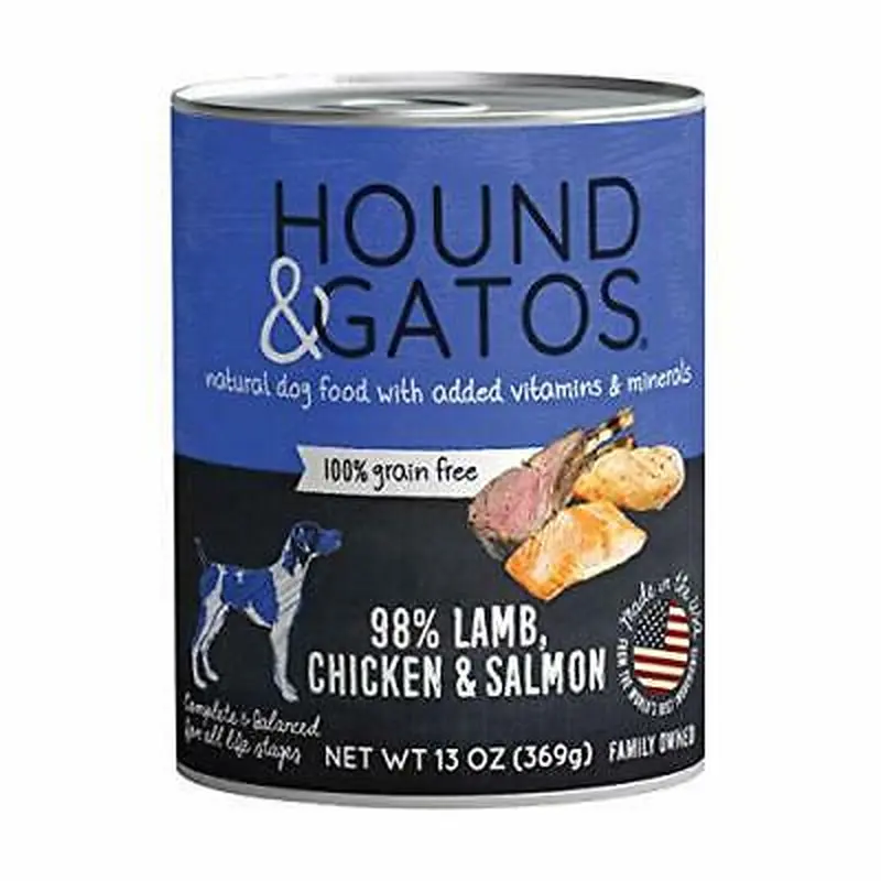Hound & Gatos Wet Dog Food 98% Lamb Chicken & Salmon 13oz can