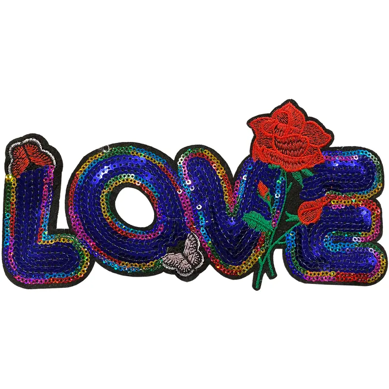Large Love Sequin Patch