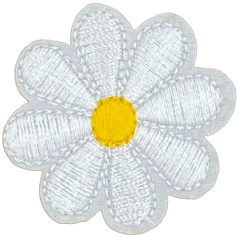 White Daisy 8 Petal Flower - Patch