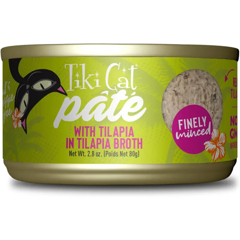 Tiki Cat Luau Tilapia Pate Wet Cat Food 2.8oz