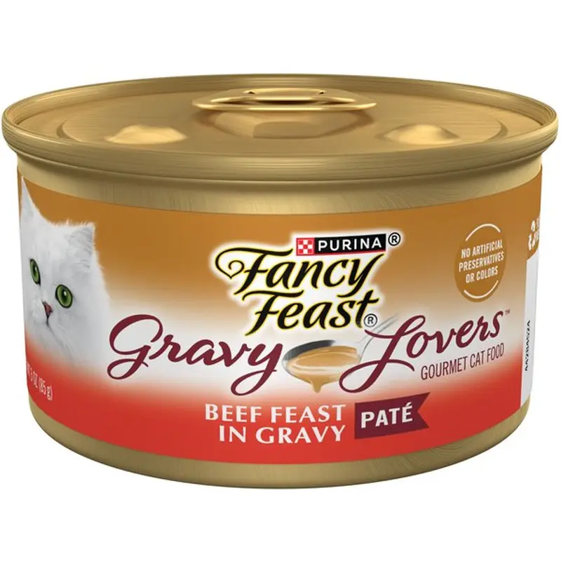 Fancy Feast Gravy Lovers Beef Feast Pate Wet Cat Food, 3-oz can