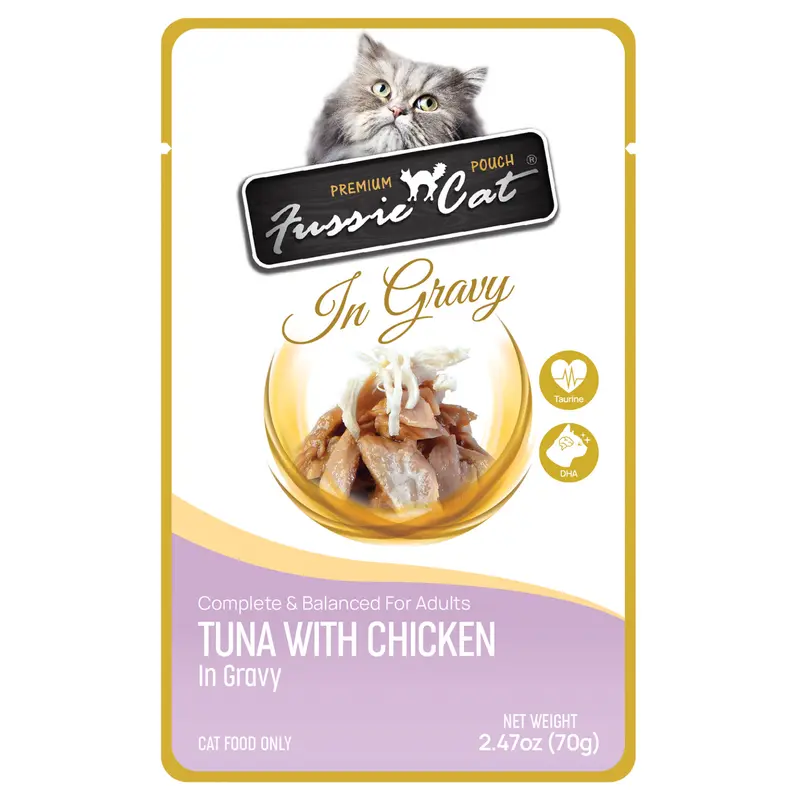 Fussie Cat Premium Tuna w/ Chicken in Gravy Pouch 2.47oz