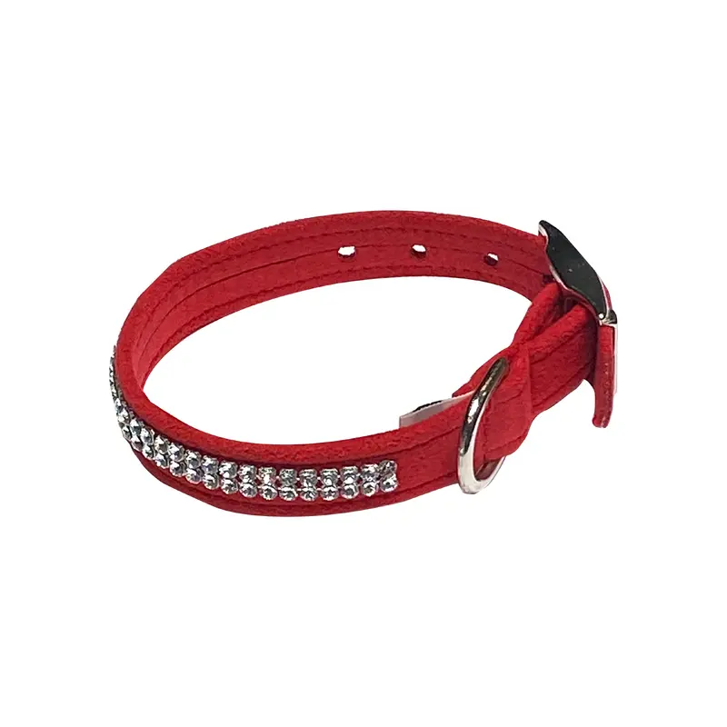Glamour Girl Ultrasuede Collar w/ Swarovski Crystal, Red