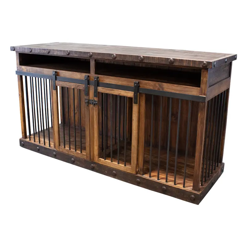 Oasis Large Dog Wood Kennel Dark Wax