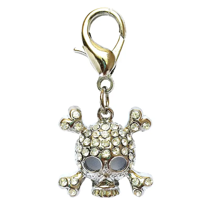 Rhinestone Skully Pirate Dog Collar Charm