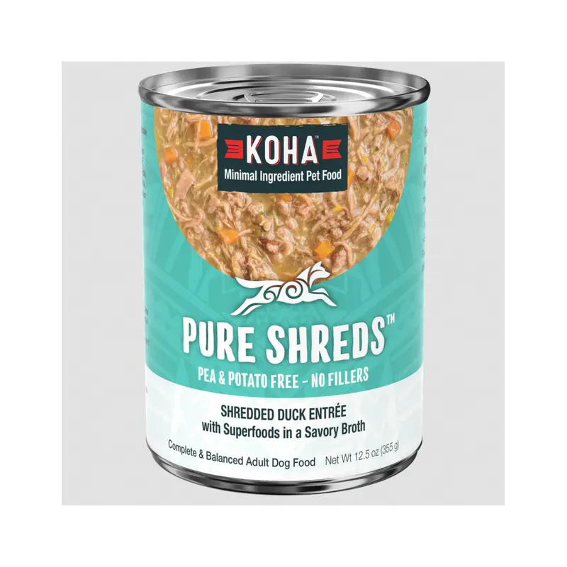 Koha Pure Shreds Dog Food Duck Entree 12.5 oz single