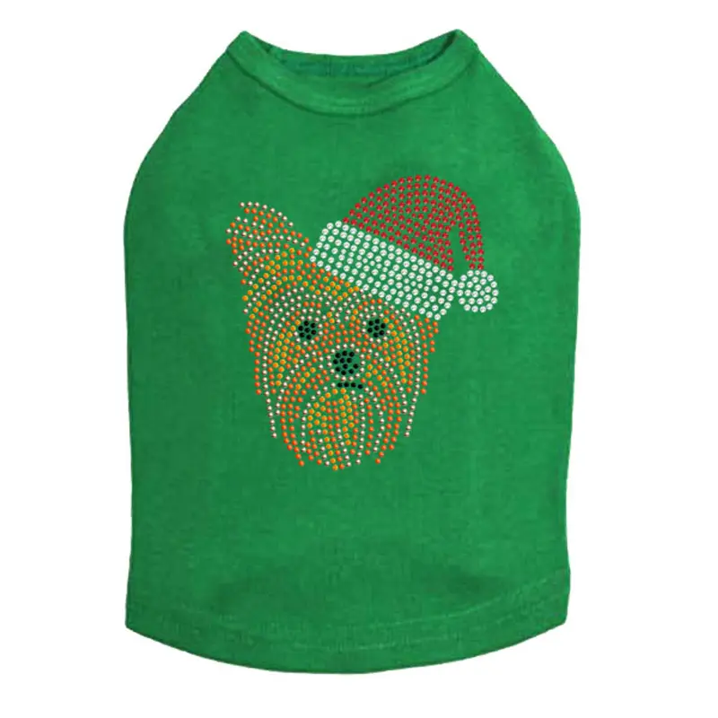 Yorkie Face  2 with Santa Hat - Dog Tank