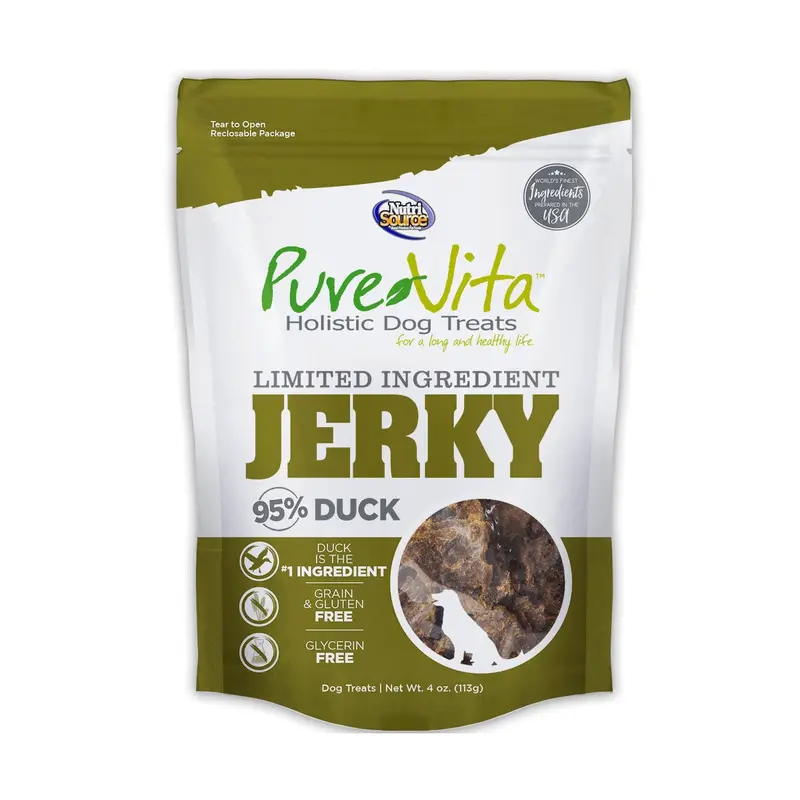 PureVita Limited Ingredient Duck Jerky Dog Treats 4oz