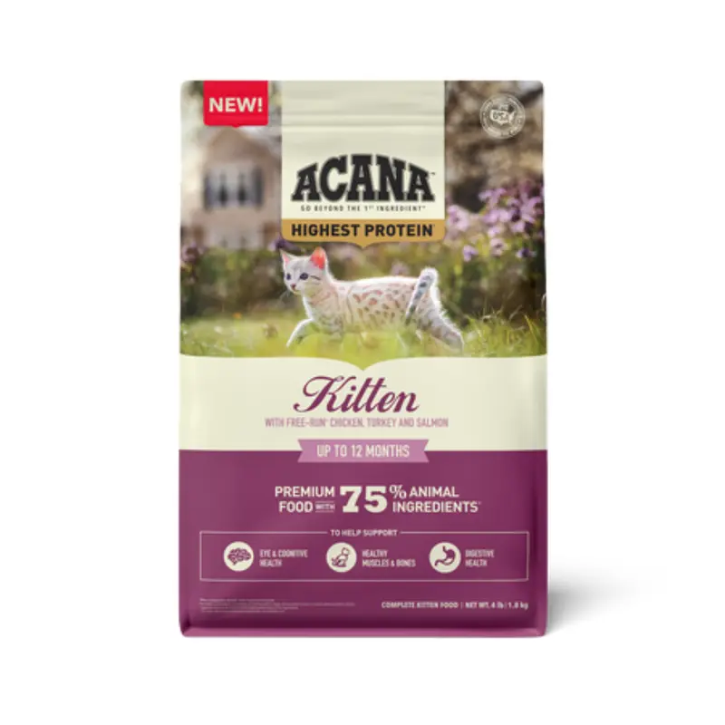 Acana Highest Protein Kitten Dry Cat Food - Chicken, Turkey, & Salmon - 4lb Bag