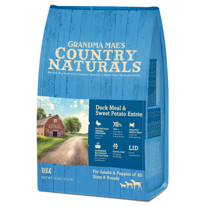 Grandma Mae's Country Naturals Dry Dog Food 24lb Duck and Sweet Potato