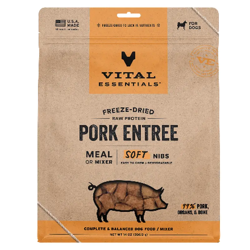 Vital Freeze-Dried Raw Pork Entree & Mixer Dog Food Soft Nibs 14oz
