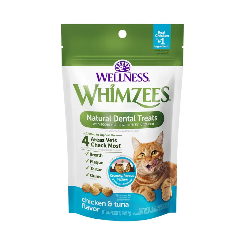 Whimzees Wellness Natural Chicken & Tuna Flavor Cat Dental Treats, 2 oz.