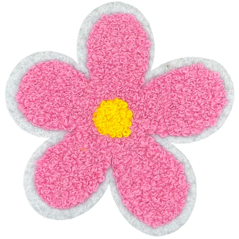 Chenille Flower  - Pink - Patch