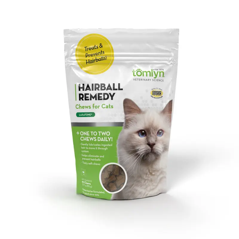 Tomlyn Laxatone Hairball Remedy Chicken-Flavored Chews for Cats, 60 ct