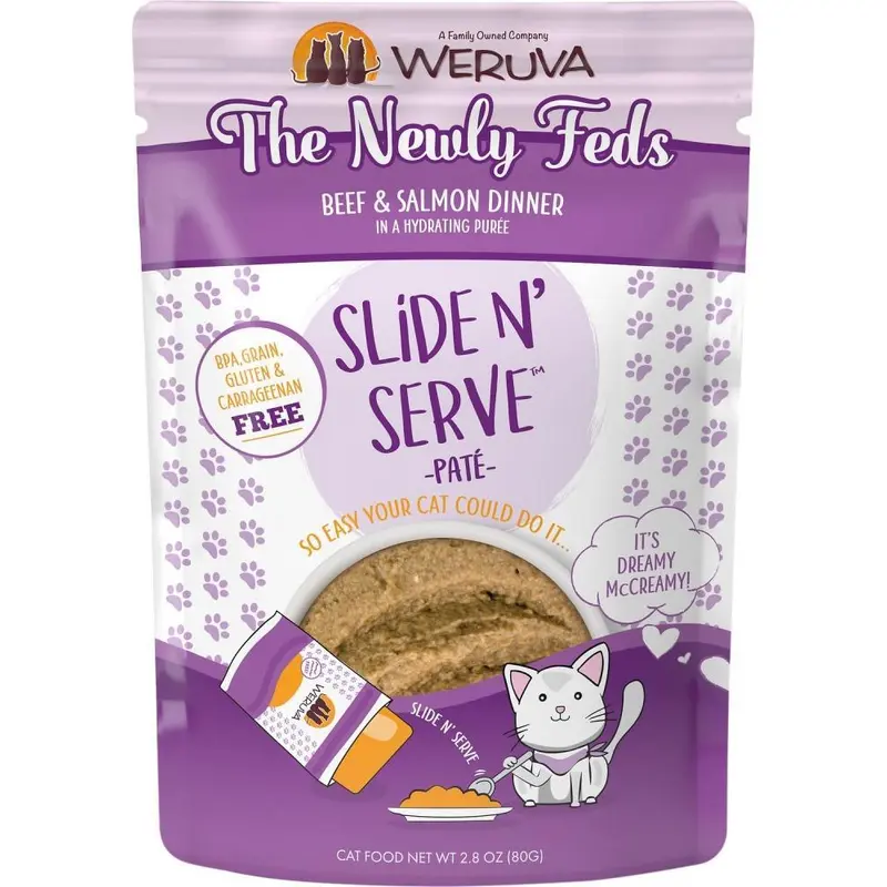 Weruva Slide N' Serve Grain Free The Newly Feds Beef & Salmon Dinner Wet Cat Food Pouch