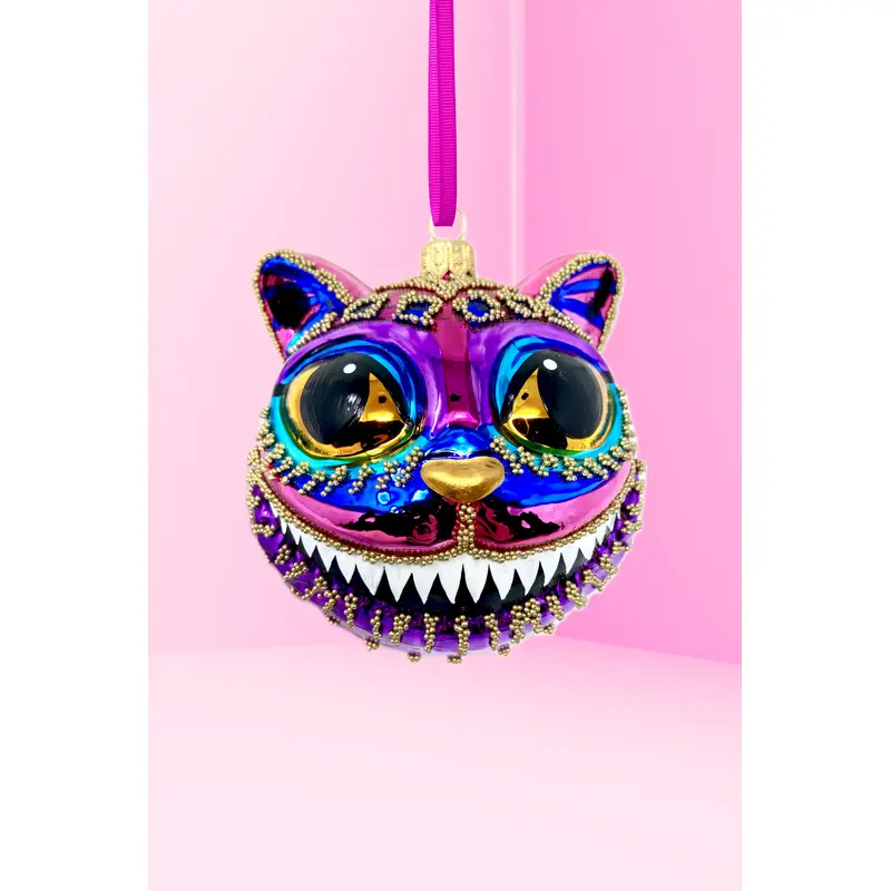Ruby Cheshire Cat Glass Ornament