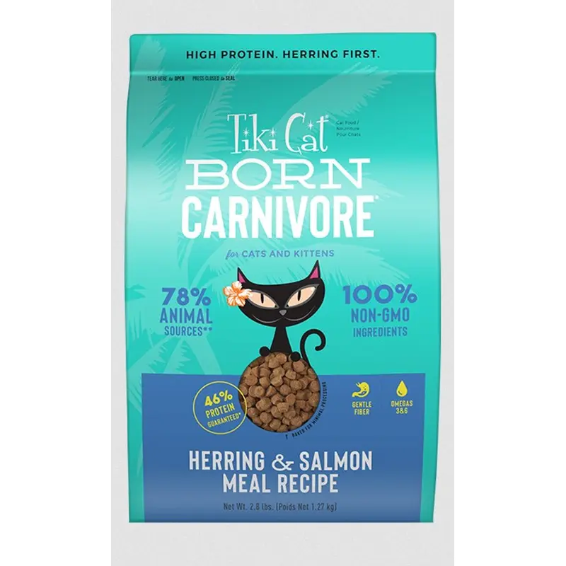 Tikicat Adult Born Carnivore Herring and Salmon Dry Kibble (2.8lb)