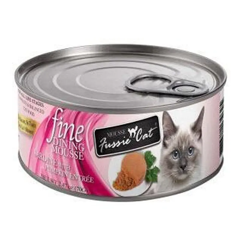 Fussie Cat Fine Dining Mousse Sardine w/ Pumpkin Cat Food, 2.47oz can