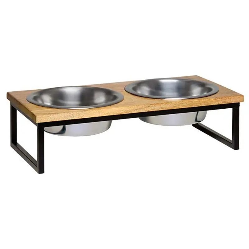 Loving Pets Natural Wooden Top Dog Diner 2qt
