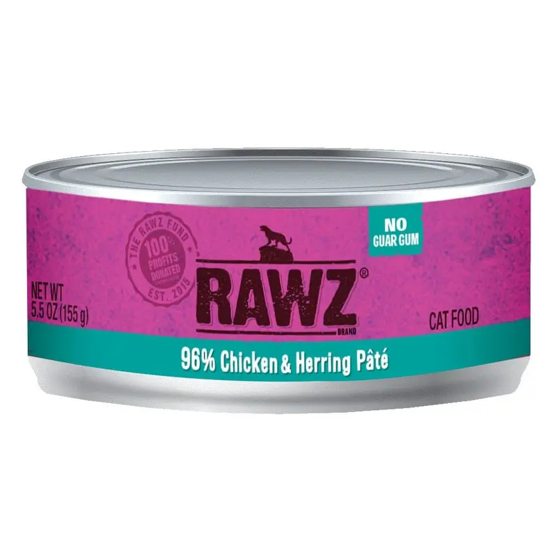 Raws Wet Cat Food 5.5oz Pate 96% Chicken Herring