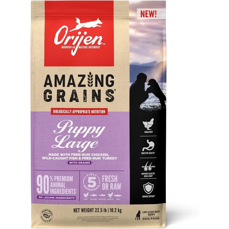 Orijen Amazing Grains Puppy Large Breed Dry Dog Food (22.5lb)