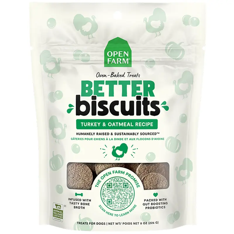 Open Farm Dog Treats Better Biscuits Turkey & Oatmeal 8 oz