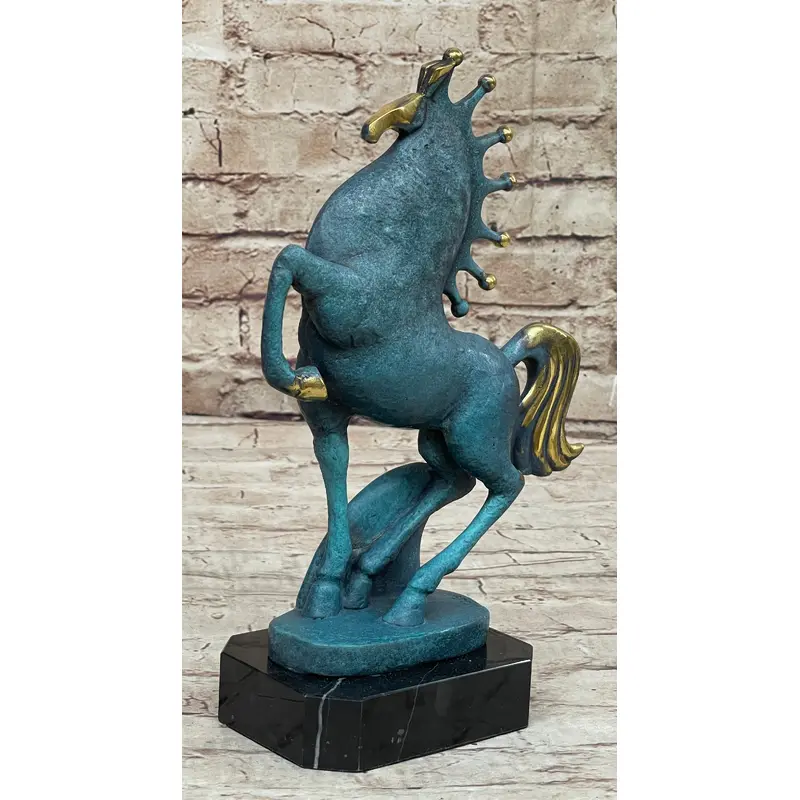 Signed Original Miguel Lopez Tang Horse Abstract Modern Bronze Sculpture Statue