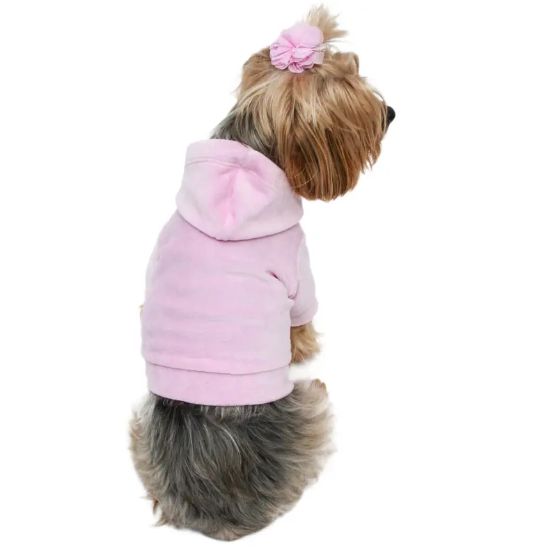 Velour Pullover Hoodie, Pink